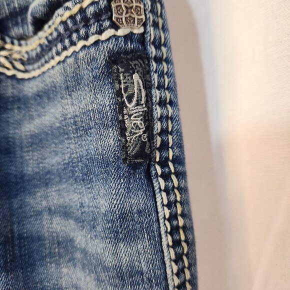 Silver Boot Cut Distressed Jeans, Ladies, Blue, W32 - Picture 5 of 9